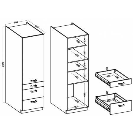 Słupek kuchenny z szufladami 60 cm biały AURO 60 DK-210 2F